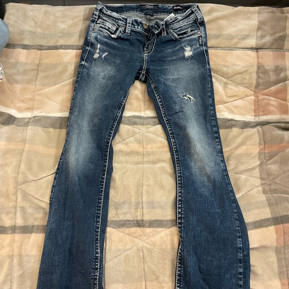 Silver Aiko Super Stretch Bootcut Jeans Size 28 x 33